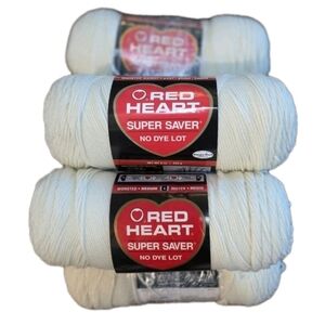 Red Heart Super Saver Yarn White 0313 Aran Art E300 Lot Of 6 364 Yards Ea 4 Ply